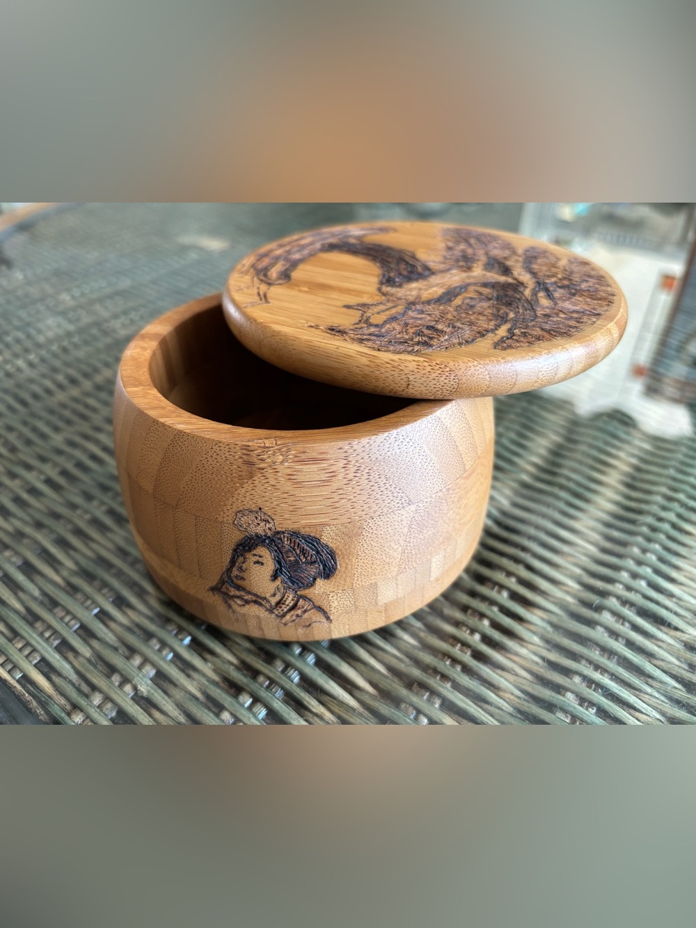 Japanese Hand Crafted Wooden Salt Cellar Box with Swivel Top